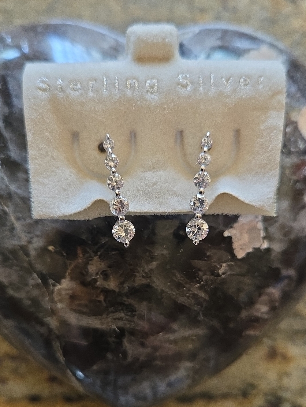Clear Crystal Drop Earrings -